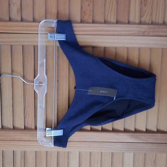 J. Crew NWT Re-imagined Navy Blue High Cut Textured Bikini Bottoms Size Medium - Picture 1 of 10